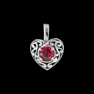 925 Sterling Silver Heart Pendant, June Birthstone Pendant, Garnet Engagement...